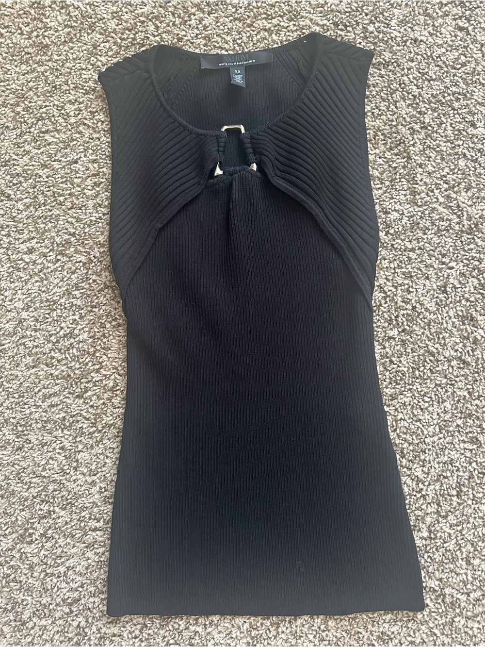 90s White House Black Market Ribbed Knit Tank | Black | XS
